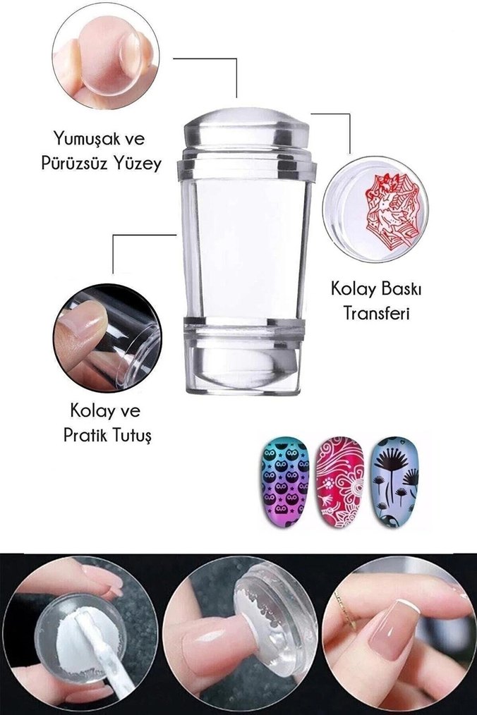 Tırnak Dekorasyonu için Şeffaf Damga Seti - Görsel 3