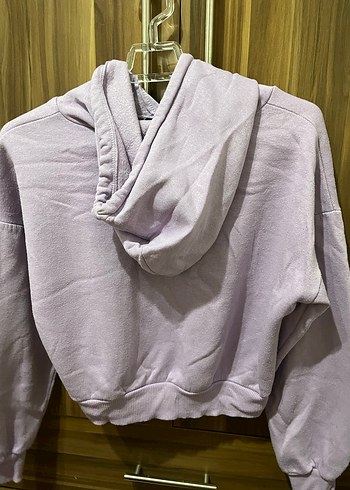 Mor Kapüşonlu Rahat Kesim Sweatshirt - Görsel 2