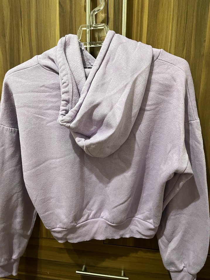 Mor Kapüşonlu Rahat Kesim Sweatshirt - Görsel 2