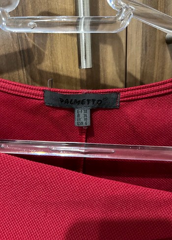 V Yaka Kırmızı Drapeli Midi Elbise - Görsel 2