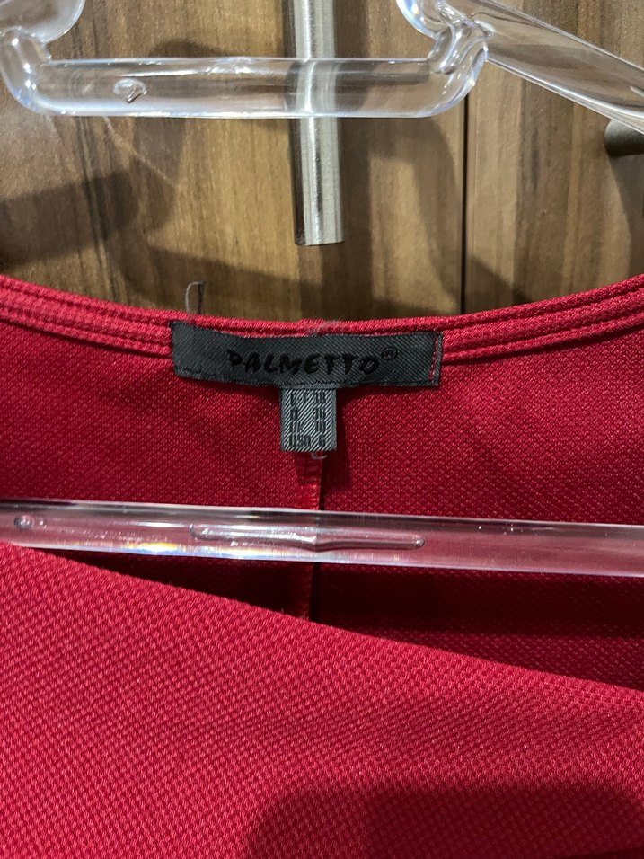 V Yaka Kırmızı Drapeli Midi Elbise - Görsel 2