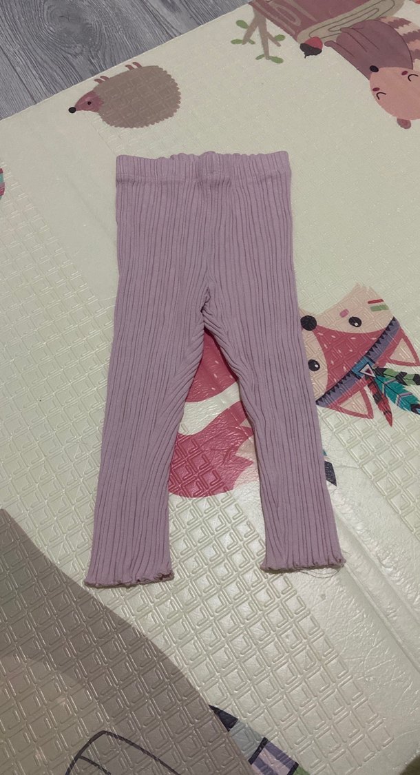 Kız Çocuk Lila Pilili Triko Tayt - Görsel 4