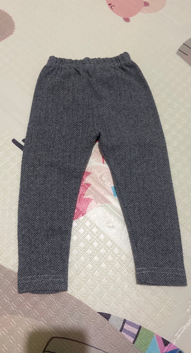 Nakışlı Gri Kız Çocuk Triko Tayt - Görsel 3