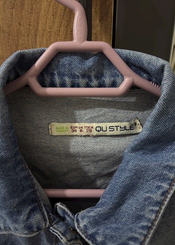 Düğmeli Kısa Mavi Denim Ceket - Görsel 4