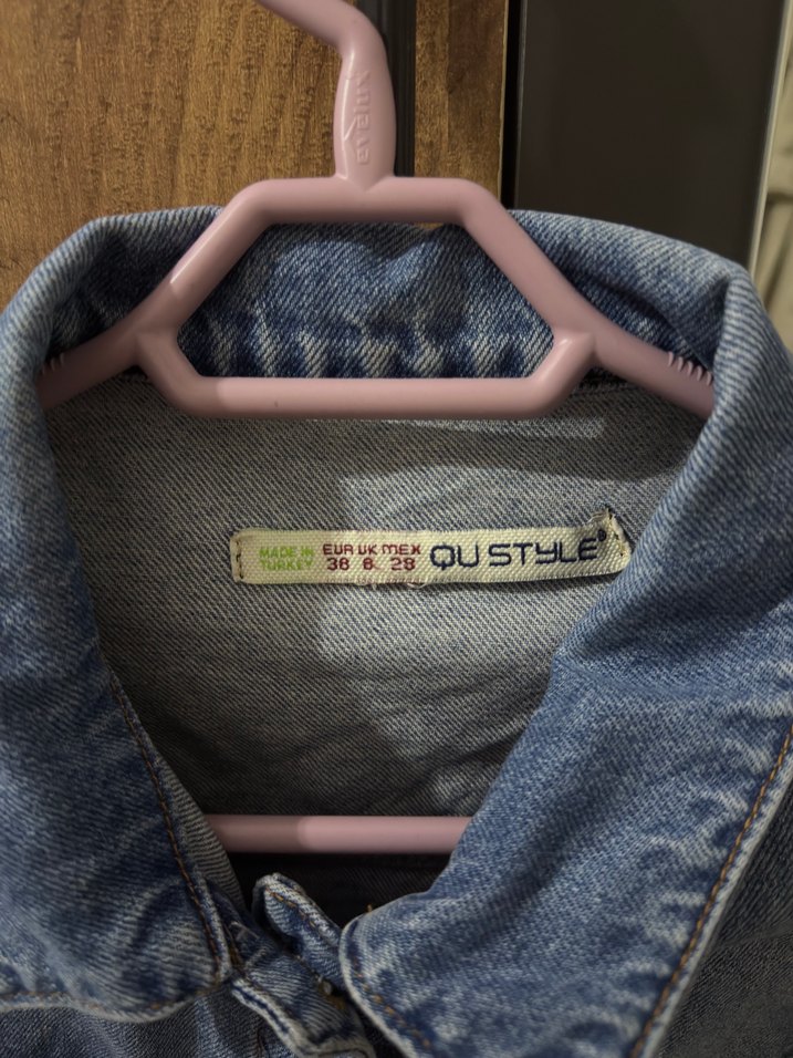 Düğmeli Kısa Mavi Denim Ceket - Görsel 4