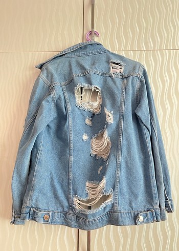 Düğmeli Mavi Denim Kadın Ceket - Görsel 5