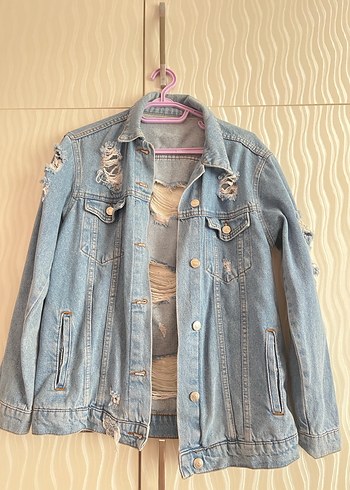 Düğmeli Mavi Denim Kadın Ceket - Görsel 3