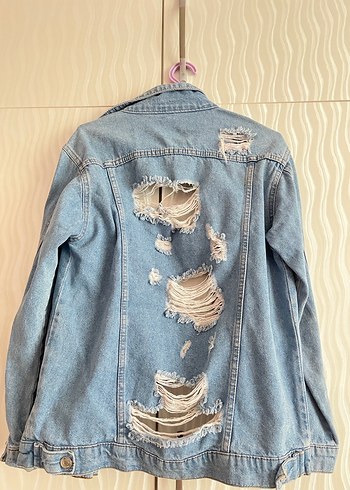 Düğmeli Mavi Denim Kadın Ceket - Görsel 7