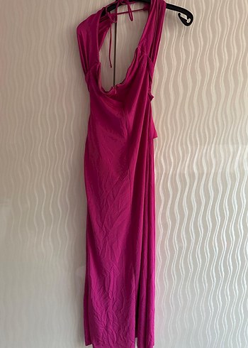 Zeynep Tosun Pembe Drapeli Uzun Abiye Elbise - Görsel 3