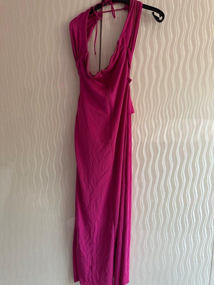 Zeynep Tosun Pembe Drapeli Uzun Abiye Elbise - Görsel 4