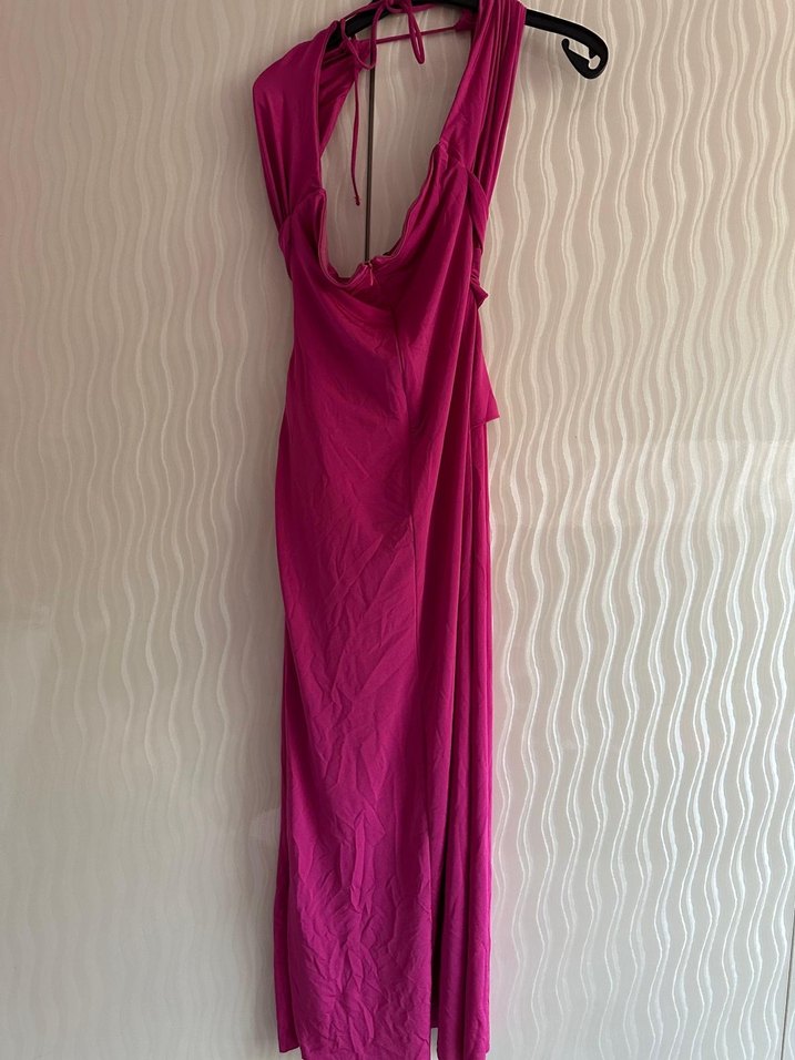 Zeynep Tosun Pembe Drapeli Uzun Abiye Elbise - Görsel 3