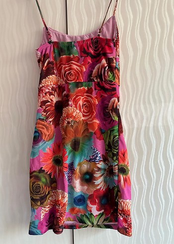 Çiçek Desenli Renkli Midi Elbise - Görsel 3