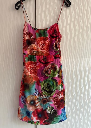 Çiçek Desenli Renkli Midi Elbise - Görsel 2