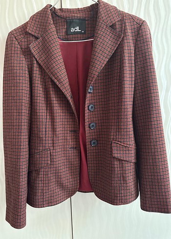 Bordo Ekose Desenli Kadın Blazer Ceket - Görsel 2