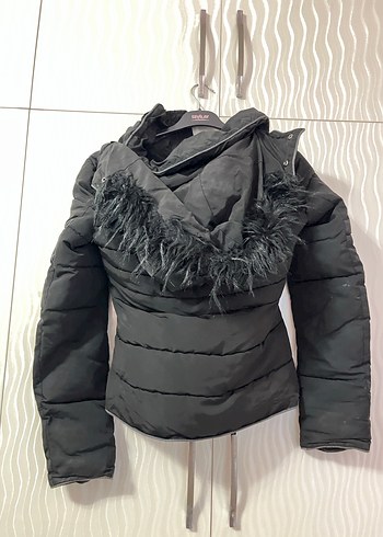 Fermuarlı Siyah Günlük Kadın Kışlık Ceket - Görsel 8