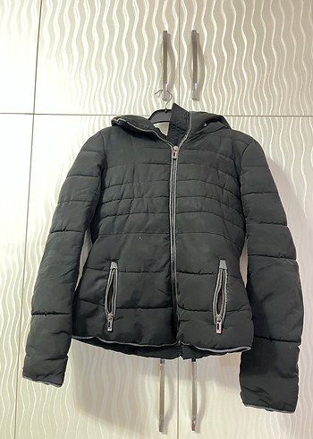 Fermuarlı Siyah Günlük Kadın Kışlık Ceket - Görsel 2