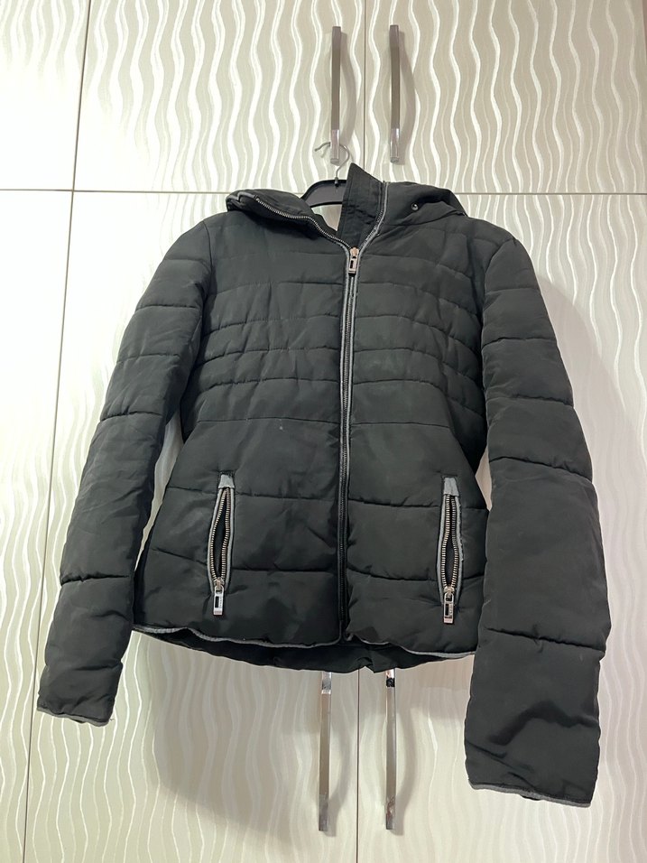 Fermuarlı Siyah Günlük Kadın Kışlık Ceket - Görsel 3