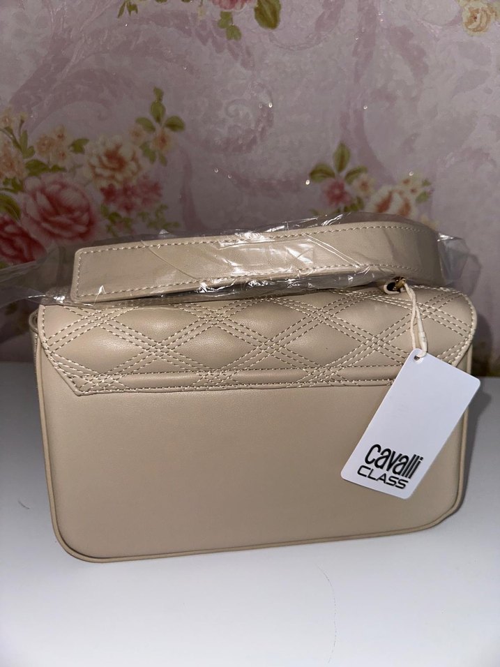 Cavalli Class Bej Deri Kadın Çanta - Modern Klasik - Görsel 4