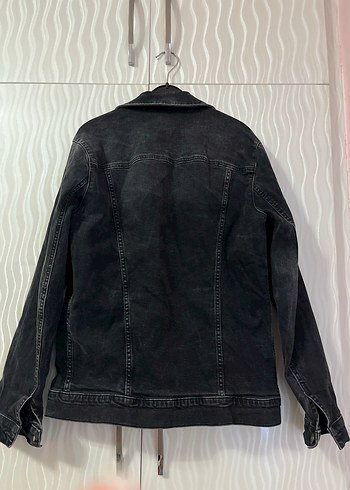 Mavi Düğmeli Siyah Kadın Denim Ceket - Görsel 4