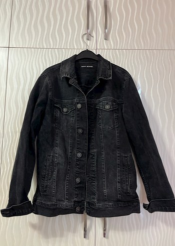 Mavi Düğmeli Siyah Kadın Denim Ceket - Görsel 2