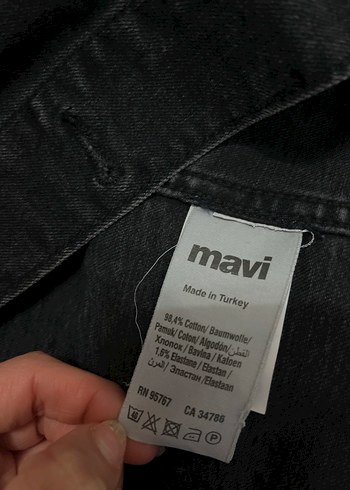 Mavi Düğmeli Siyah Kadın Denim Ceket - Görsel 7