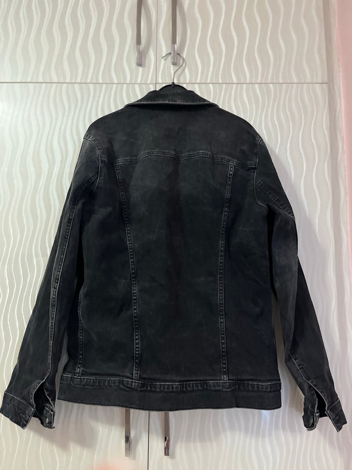 Mavi Düğmeli Siyah Kadın Denim Ceket - Görsel 5