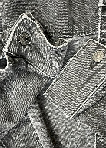 Ltb Gri Düğmeli Kadın Denim Ceket - Görsel 7