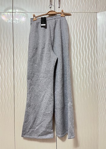 Gri Kadın Bol Kesim Kemerli Eşofman Altı - Görsel 4