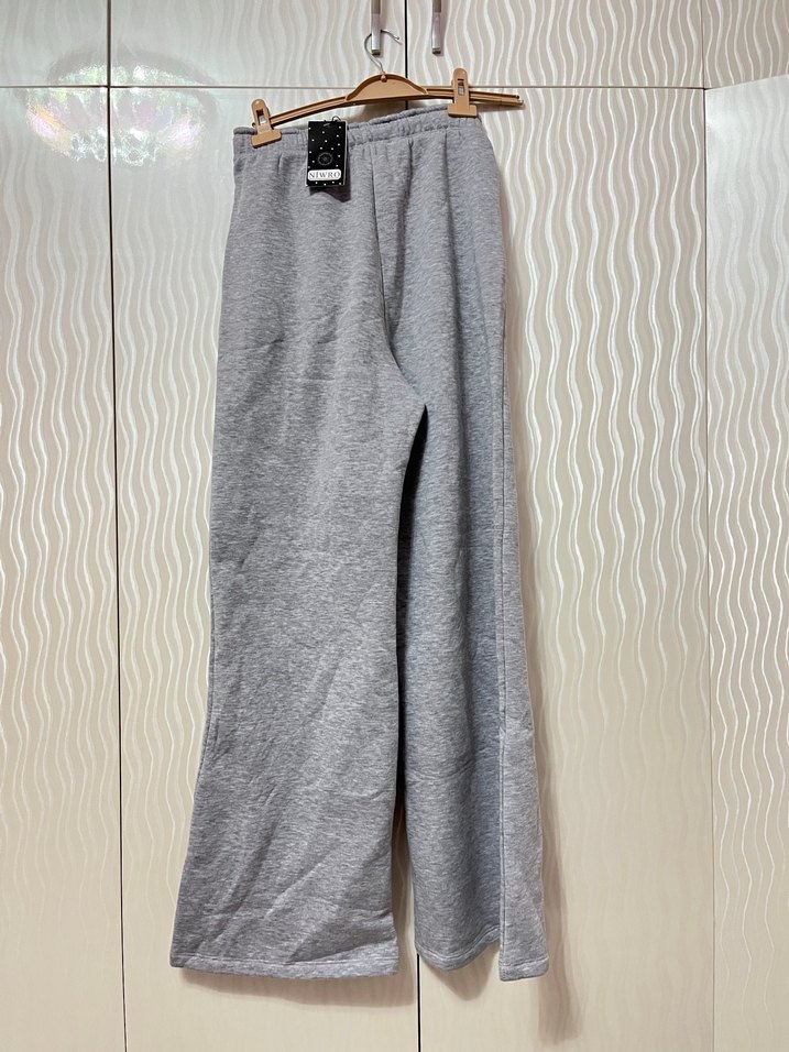 Gri Kadın Bol Kesim Kemerli Eşofman Altı - Görsel 4