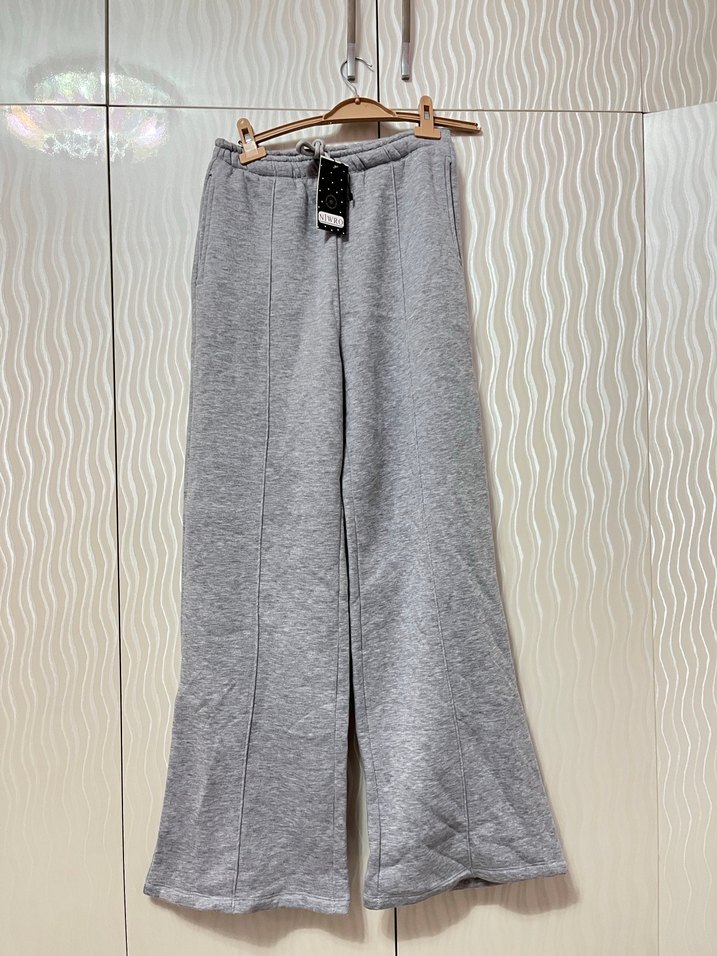 Gri Kadın Bol Kesim Kemerli Eşofman Altı - Görsel 3