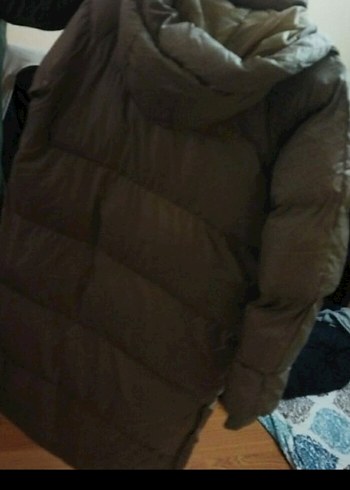 Bej Kadın Midi Şişme Mont Yüksek Yaka - Görsel 3