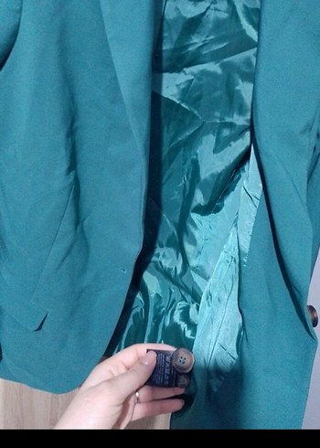 Turkuaz Düğmeli Kadın Blazer Ceket - Görsel 2