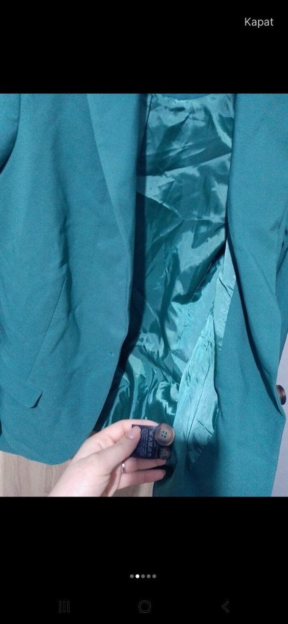 Turkuaz Düğmeli Kadın Blazer Ceket - Görsel 2