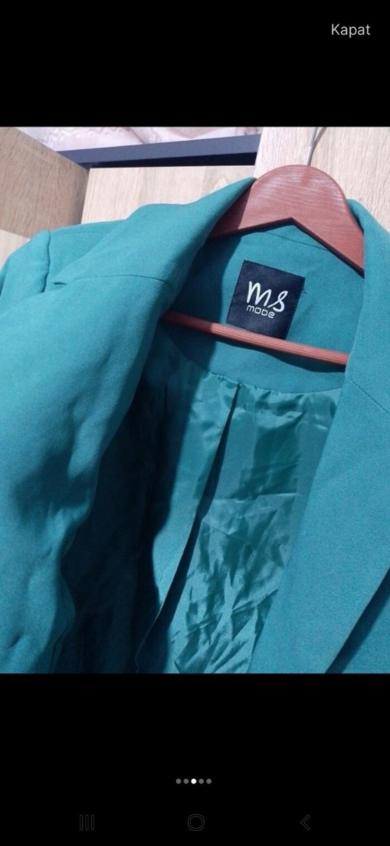 Turkuaz Düğmeli Kadın Blazer Ceket - Görsel 3