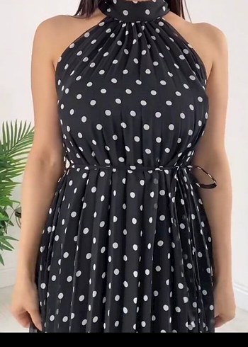 Siyah Puantiyeli Uzun Elbise - Görsel 3