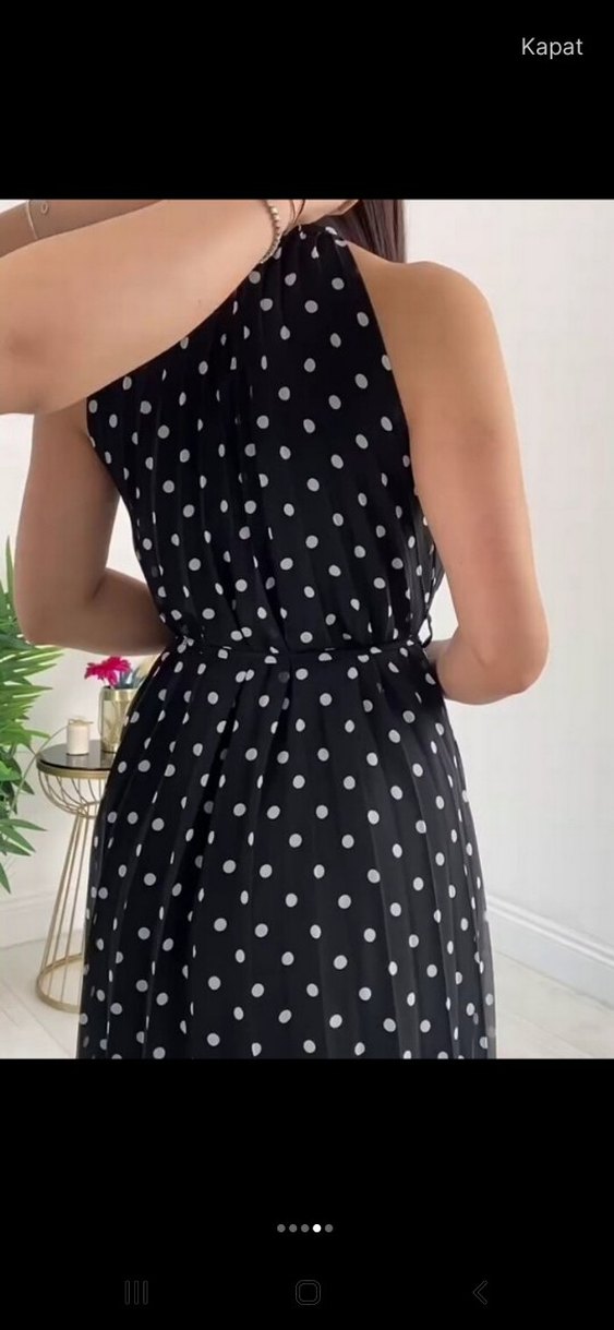 Siyah Puantiyeli Uzun Elbise - Görsel 4