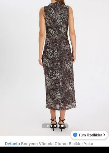 Gri Leopar Desenli leopar midi elbise - Görsel 3