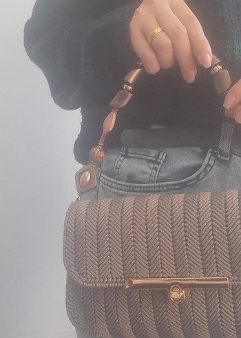 Kahverengi Örgü Kadın Çanta - Görsel 3