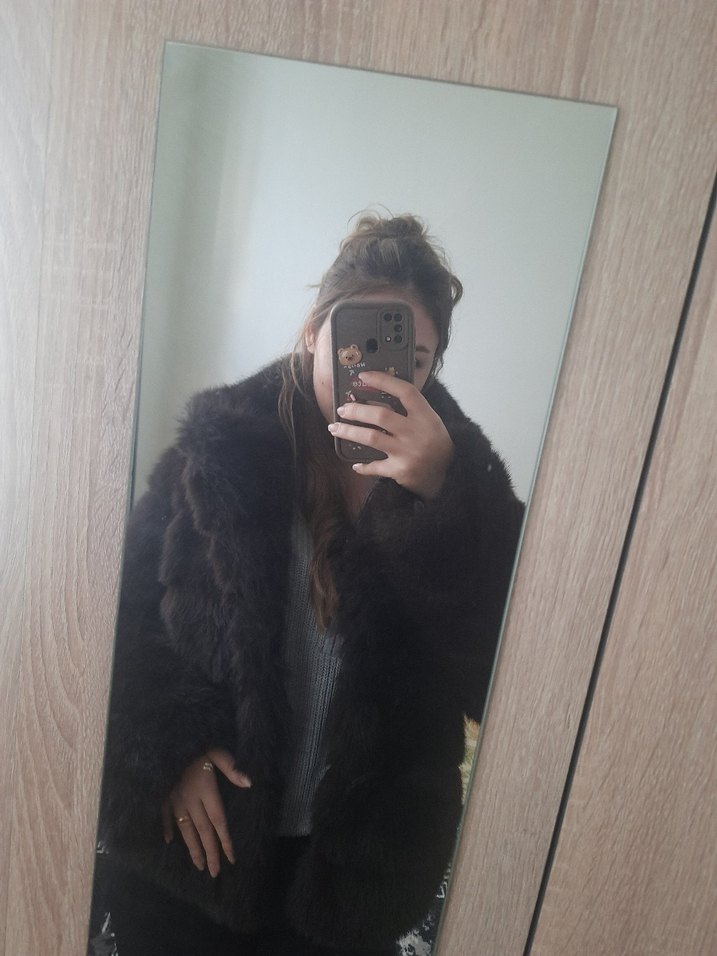 Kahverengi Kürk mont - Görsel 2