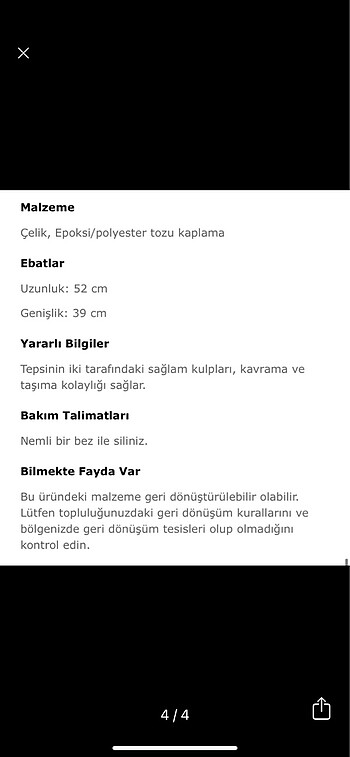 Beden Renk İkea metal tepsi