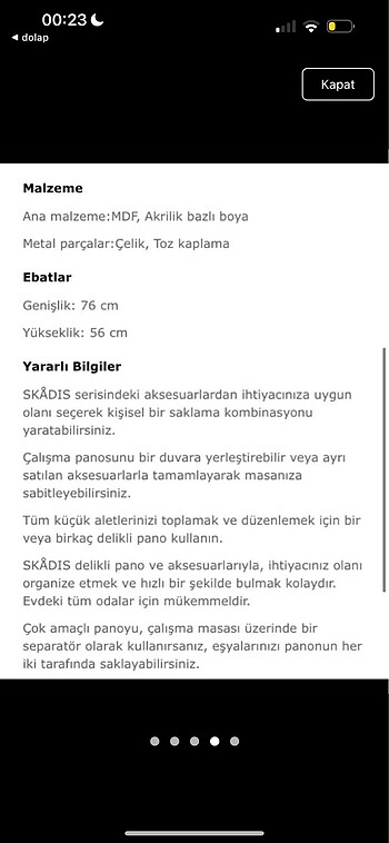  Beden Renk İkea 76x56 pano