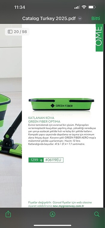 Greenway katlanabilir mop kovası