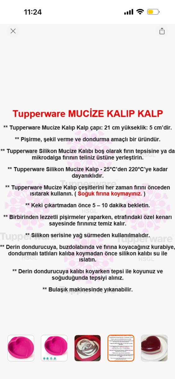 Tupperware Kalp Şekilli Silikon Kek Kalıbı - Görsel 2