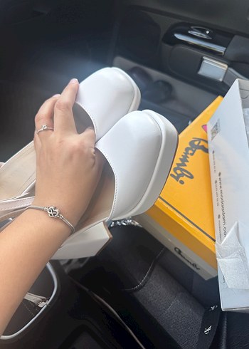 Beyaz Kadın Platform Topuklu gelin Ayakkabı - Görsel 4