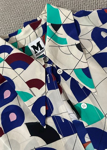 MİSSONİ Vakko Desenli, uzun kollu, bol kesim kadın gömlek - Görsel 2