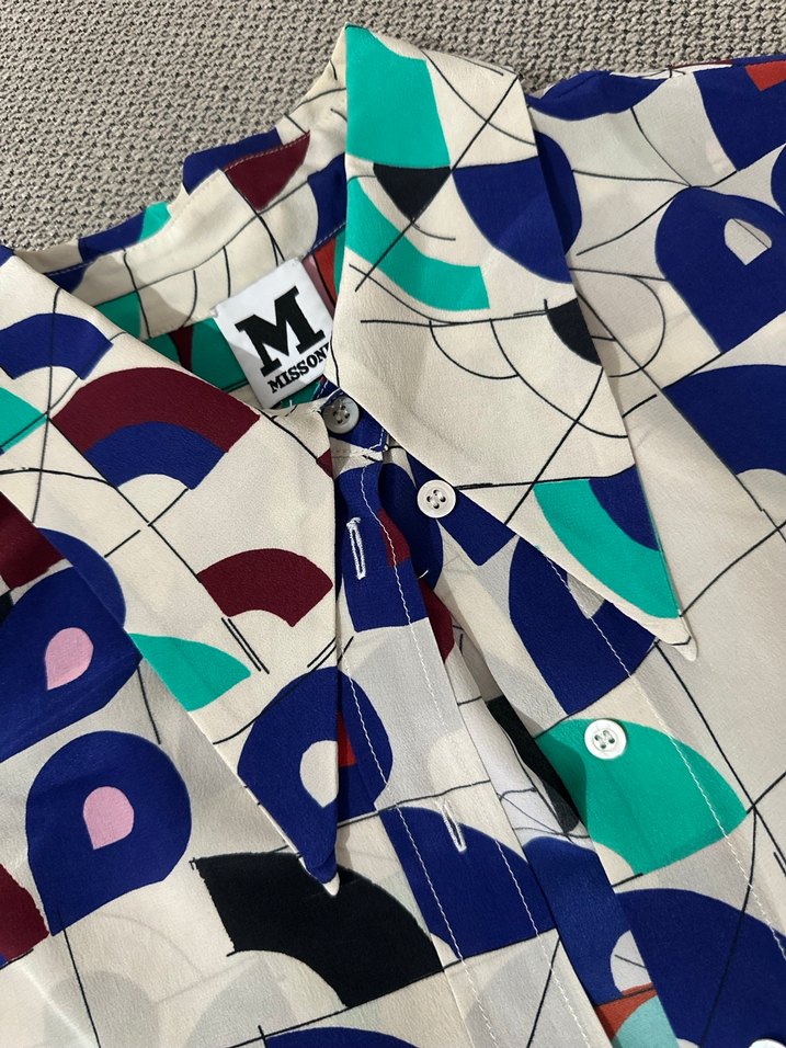 MİSSONİ Vakko Desenli, uzun kollu, bol kesim kadın gömlek - Görsel 2