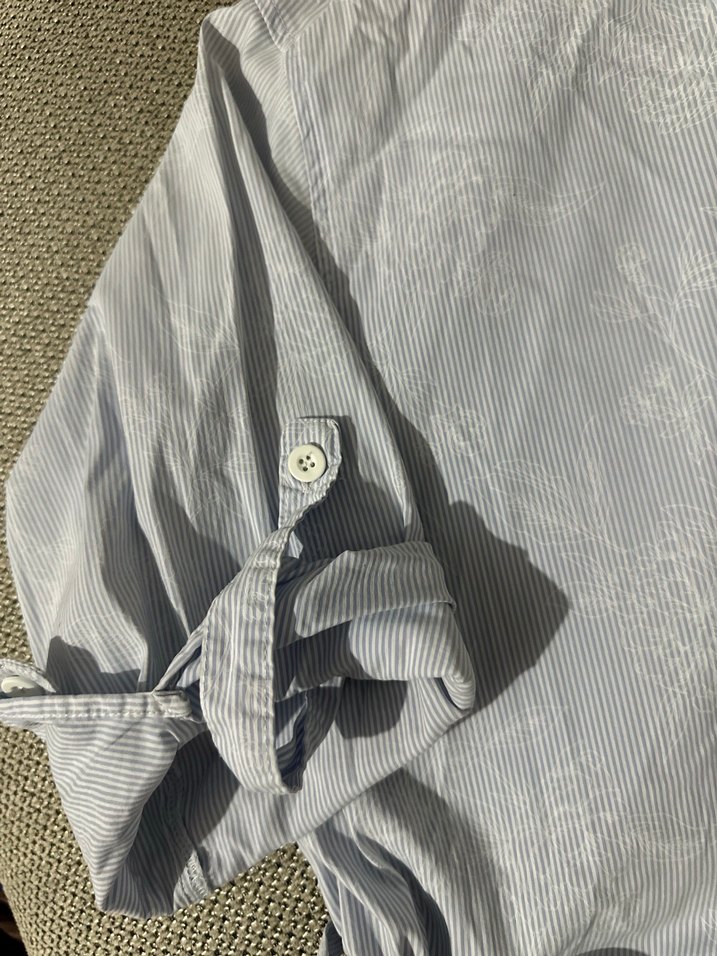 ZARA BEYAZ MAVİ ÇİZGİLİ çiçek desenli GÖMLEK ELBİSE - Görsel 3