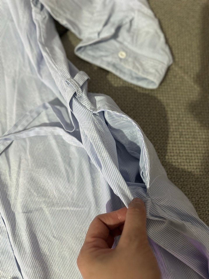 ZARA BEYAZ MAVİ ÇİZGİLİ çiçek desenli GÖMLEK ELBİSE - Görsel 4