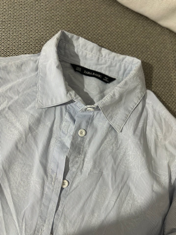 ZARA BEYAZ MAVİ ÇİZGİLİ çiçek desenli GÖMLEK ELBİSE - Görsel 2