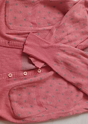 Düğmeli Pembe  Hırka - Görsel 2